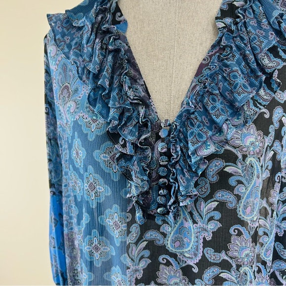 Kobi Halperin Winnie Blue Paisley Ruffle Top - no‎ size - Picture 2 of 7